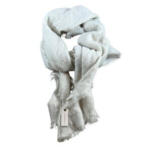 By Anthropologie Grey Textured Fringed Scarf One Size New NWT